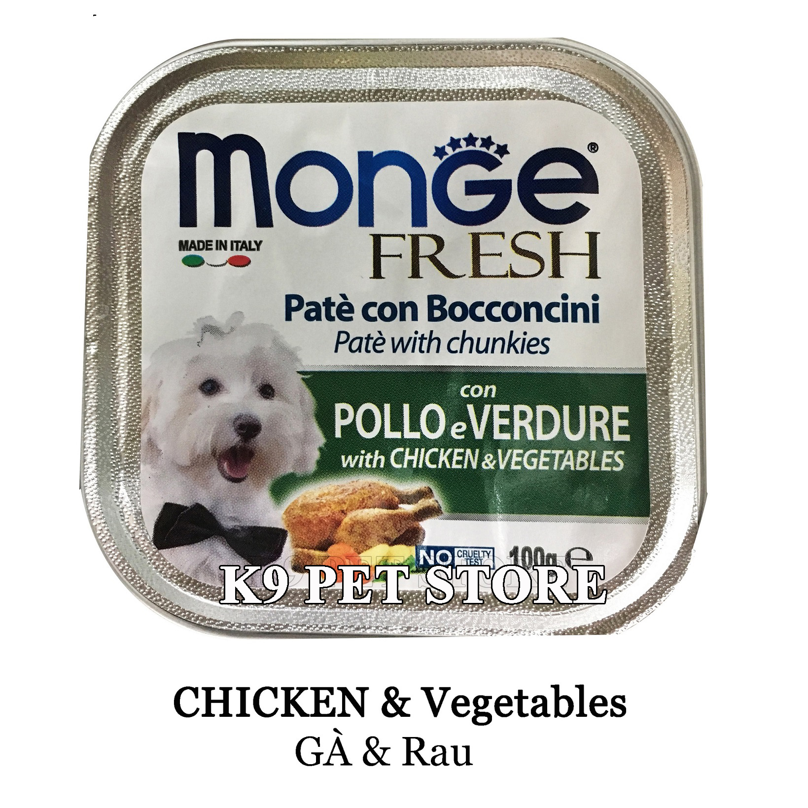 Pate Monge cho chó 100g vị gà và rau