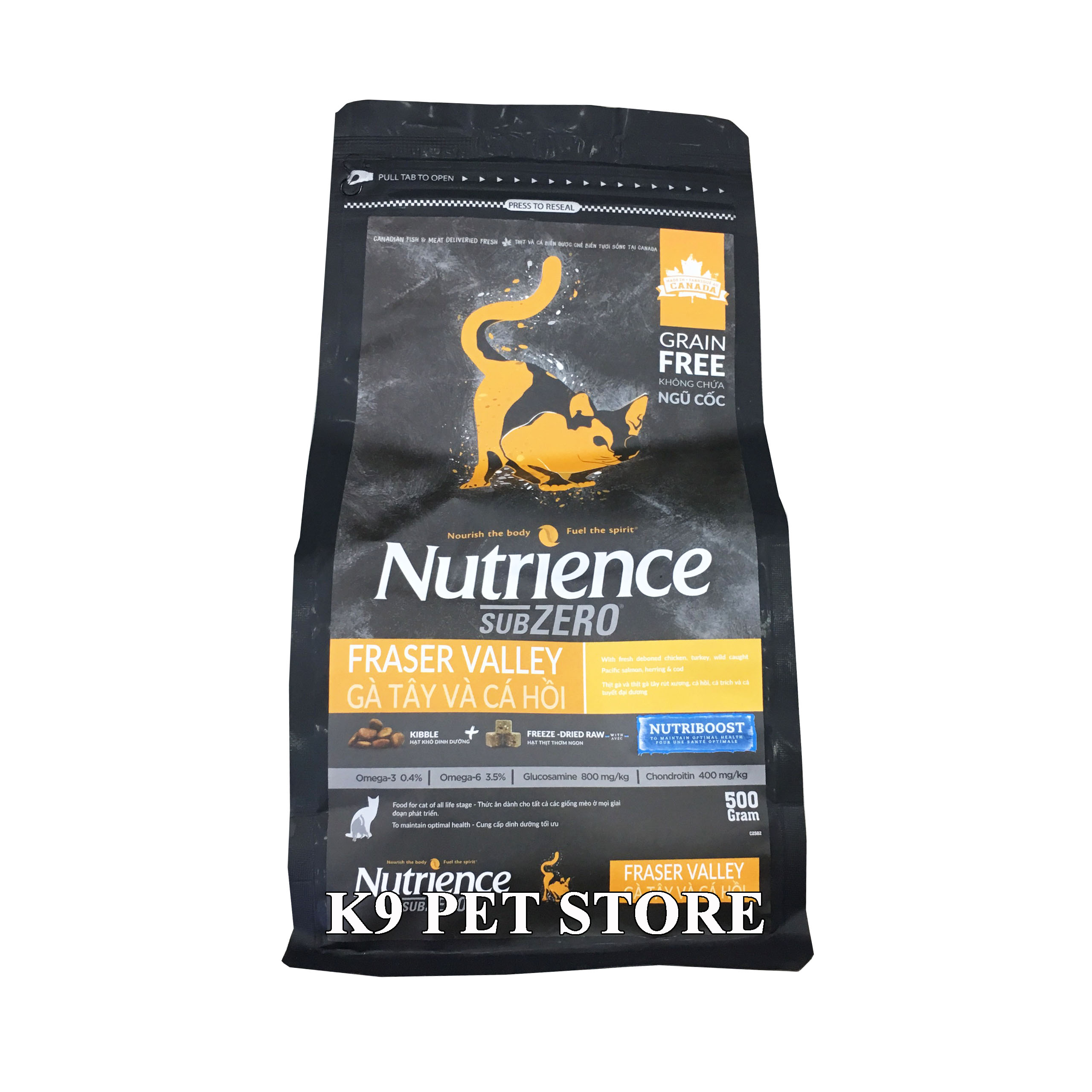 Thức ăn hạt cho mèo Nutrience Subzero - Thịt gà, cá hồi, cá trích, rau củ và trái cây tự nhiên 500g