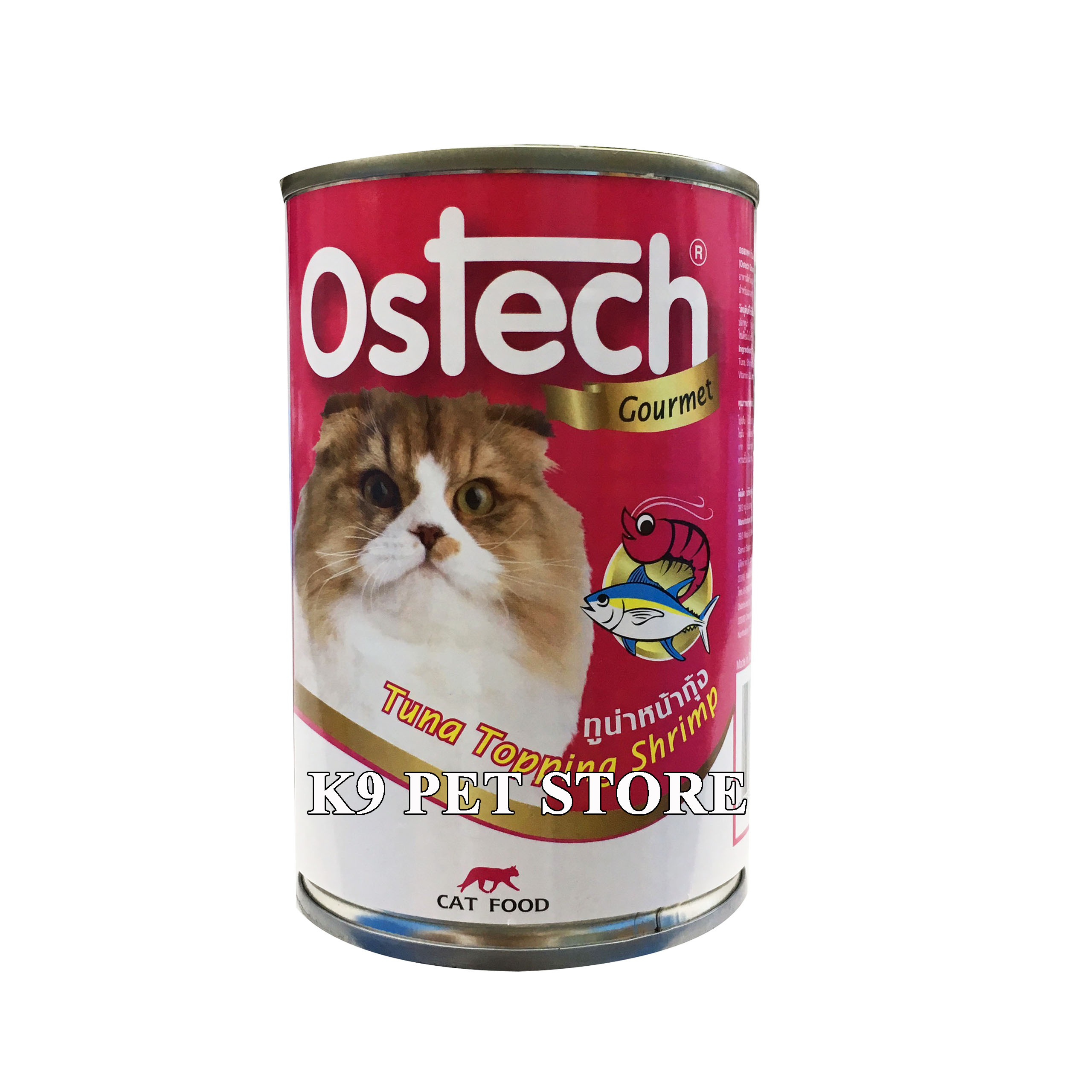 Pate lon cho mèo Ostech Gourmet vị Cá ngừ và Tôm 400g