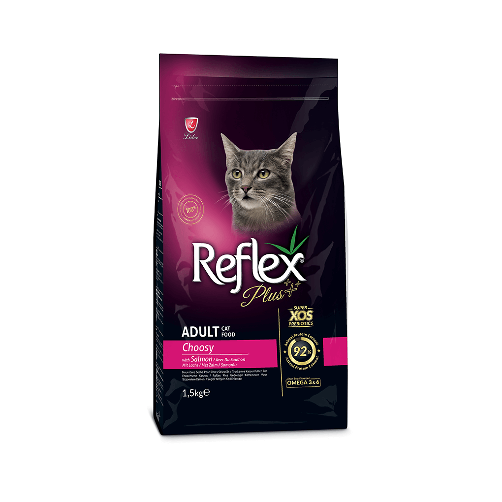Thức ăn mèo Reflex Plus Adult Choosy Salmon 1.5kg (dành cho mèo kén ăn vị cá hồi)