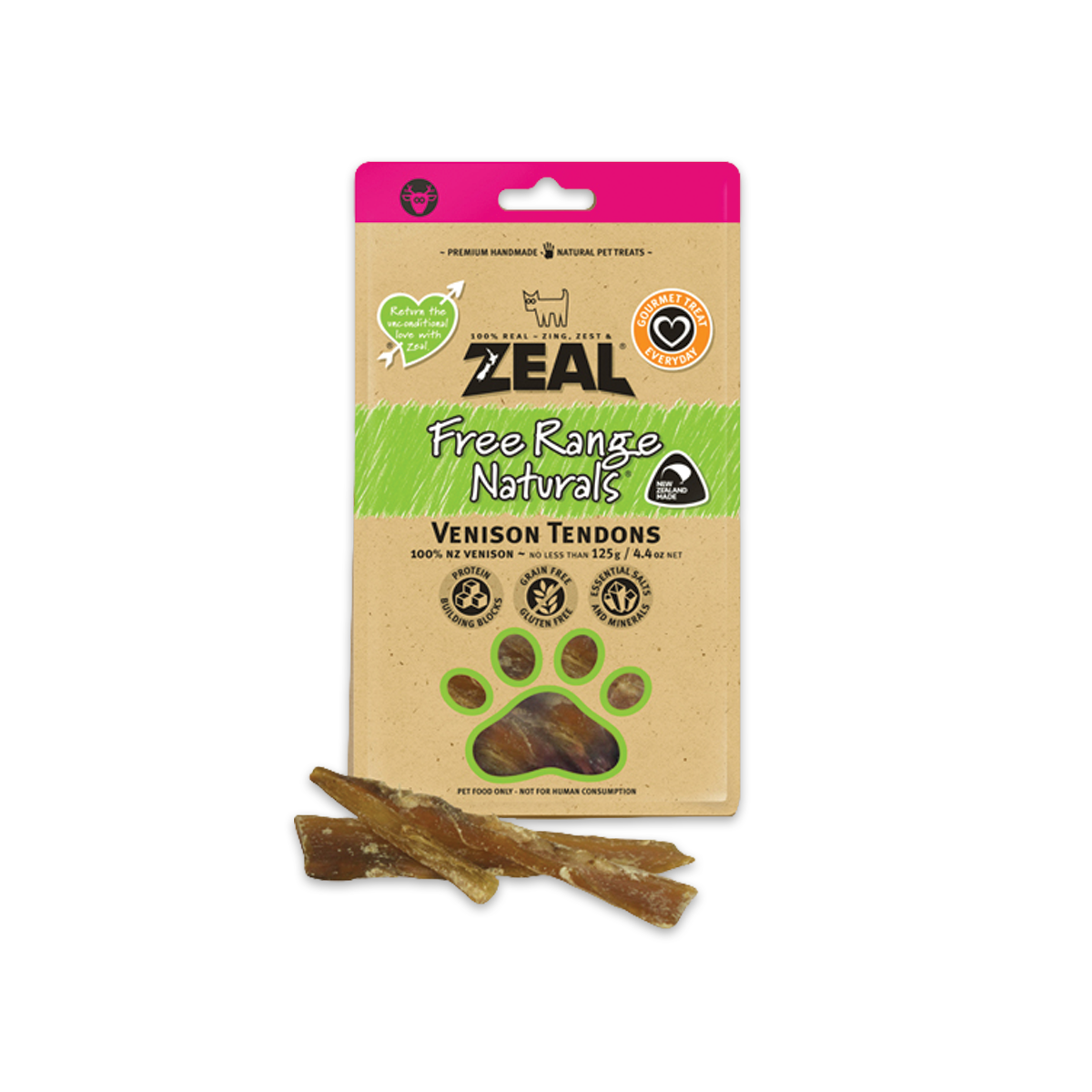 Zeal Freeze Dried Venison Tendons 125g - Gân nai sấy khô cho chó
