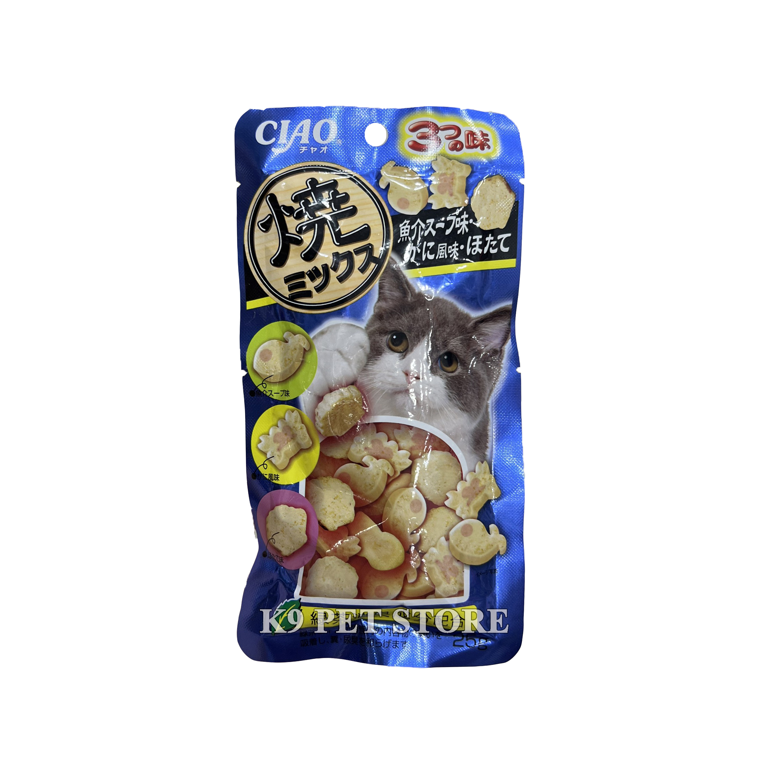 Ciao snack mềm cho mèo 25g vị gà, cá Bonito sấy khô hải sản và cua (QSC-125)