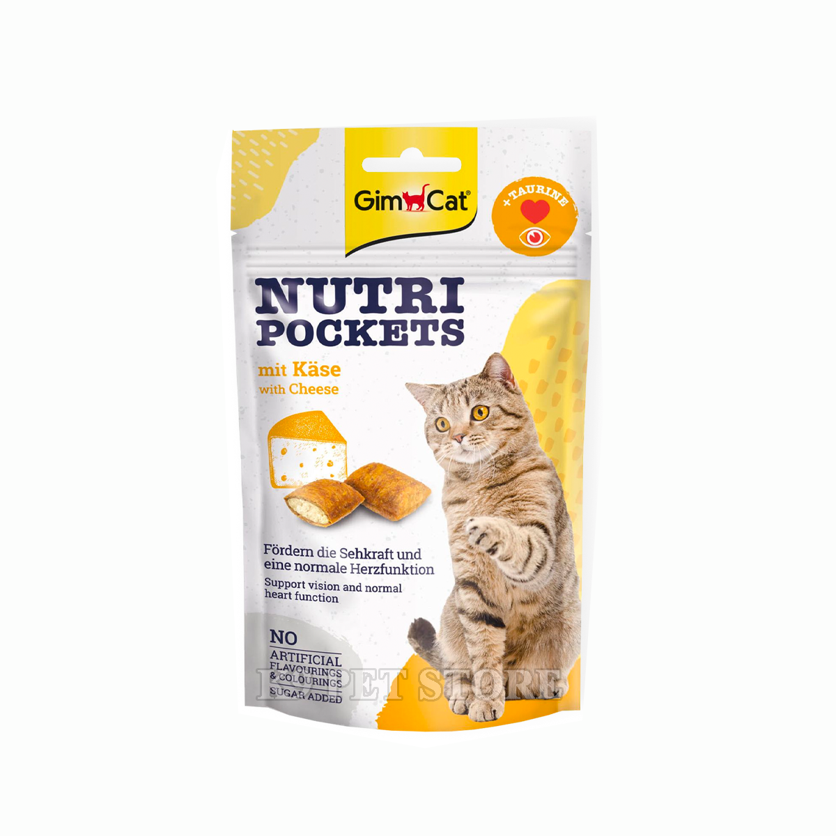 Snack mèo Gimcat Nutri Pockets with Cheese & Taurine 60g - bổ sung Taurine (vị phô mai)