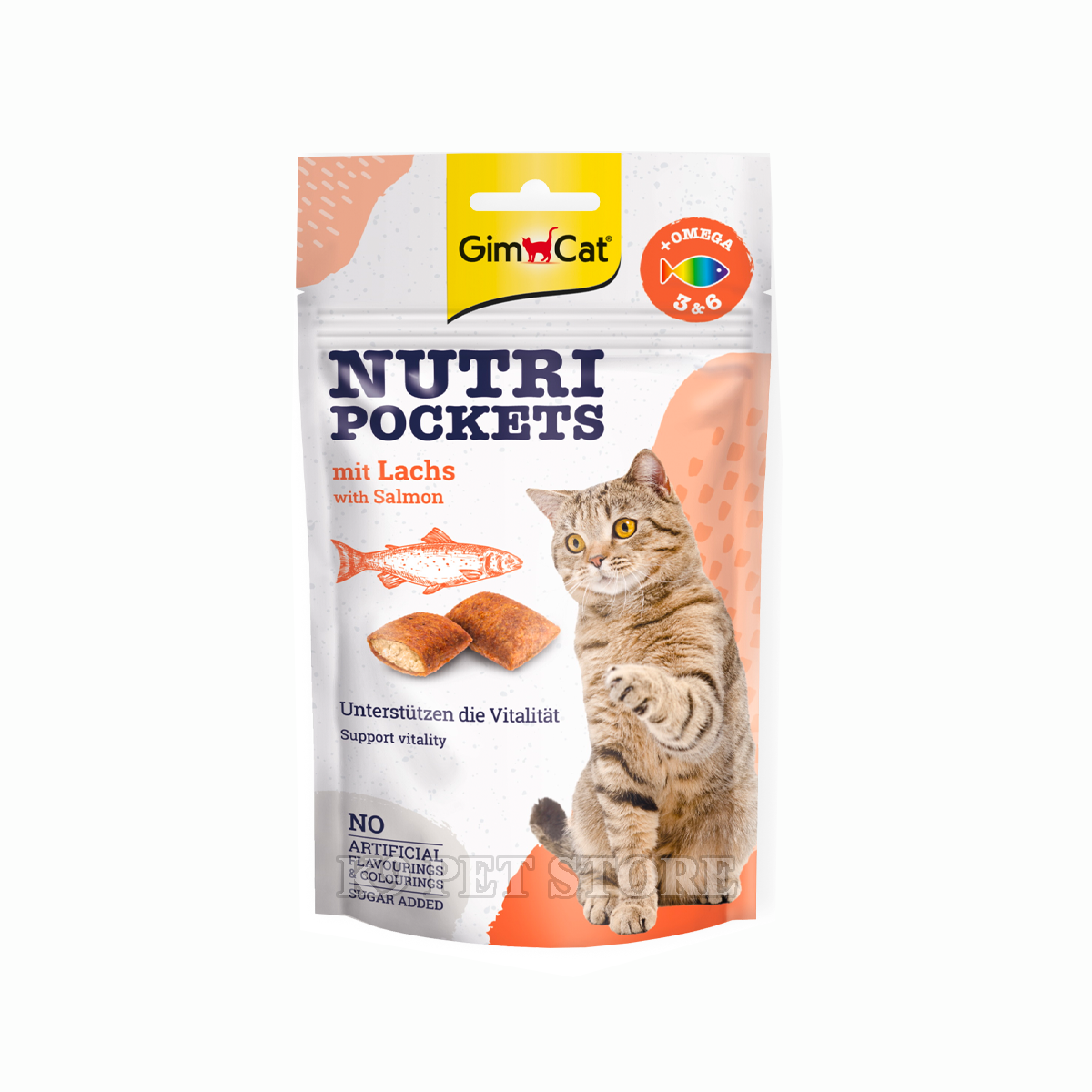 Snack mèo Gimcat Nutri Pockets Salmon 60g - bổ sung Omega 3-6 (vị cá hồi)