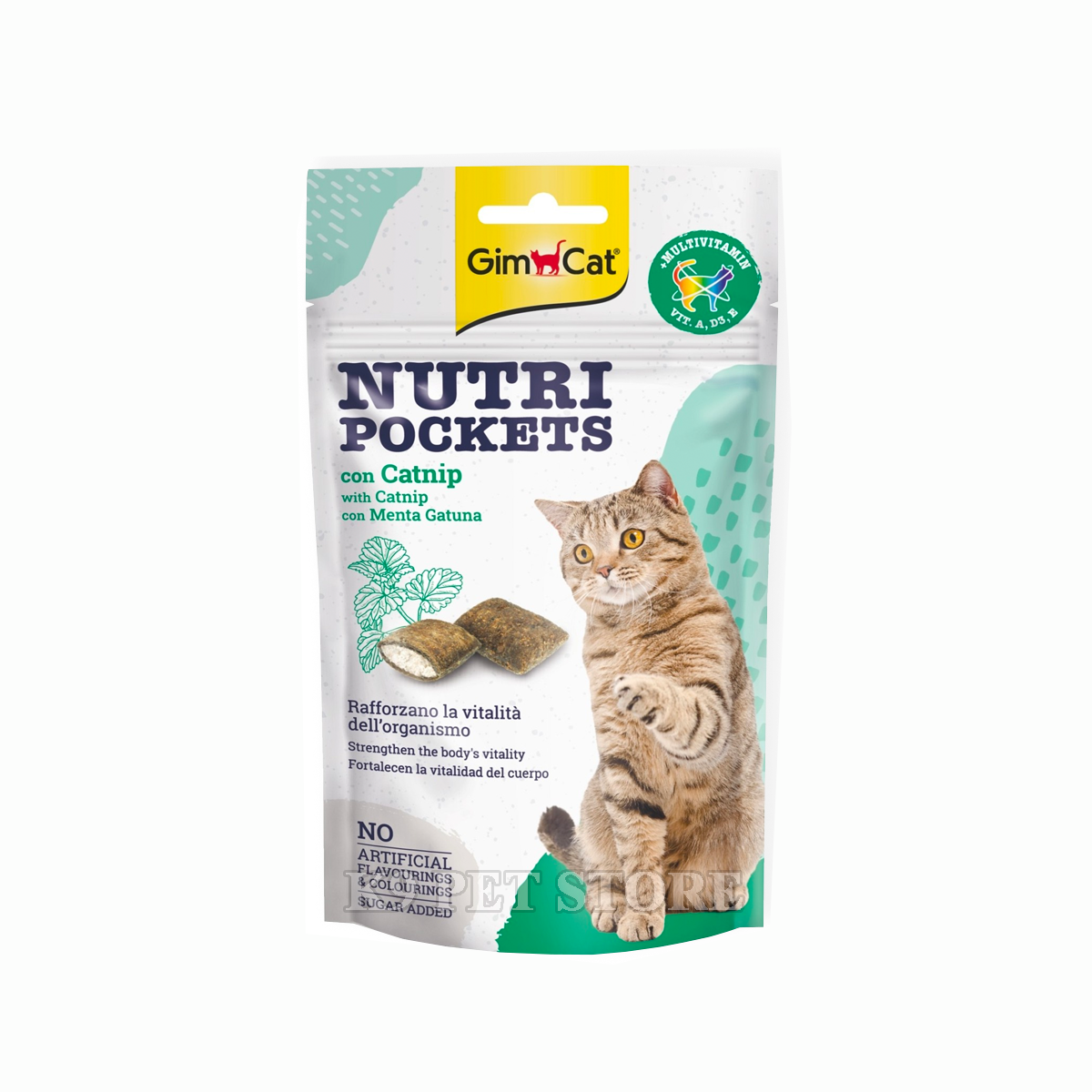 Snack mèo Gimcat Nutri Pockets Catnip & Multi Vitamin 60g - bổ sung Vitamin (vị cỏ mèo)
