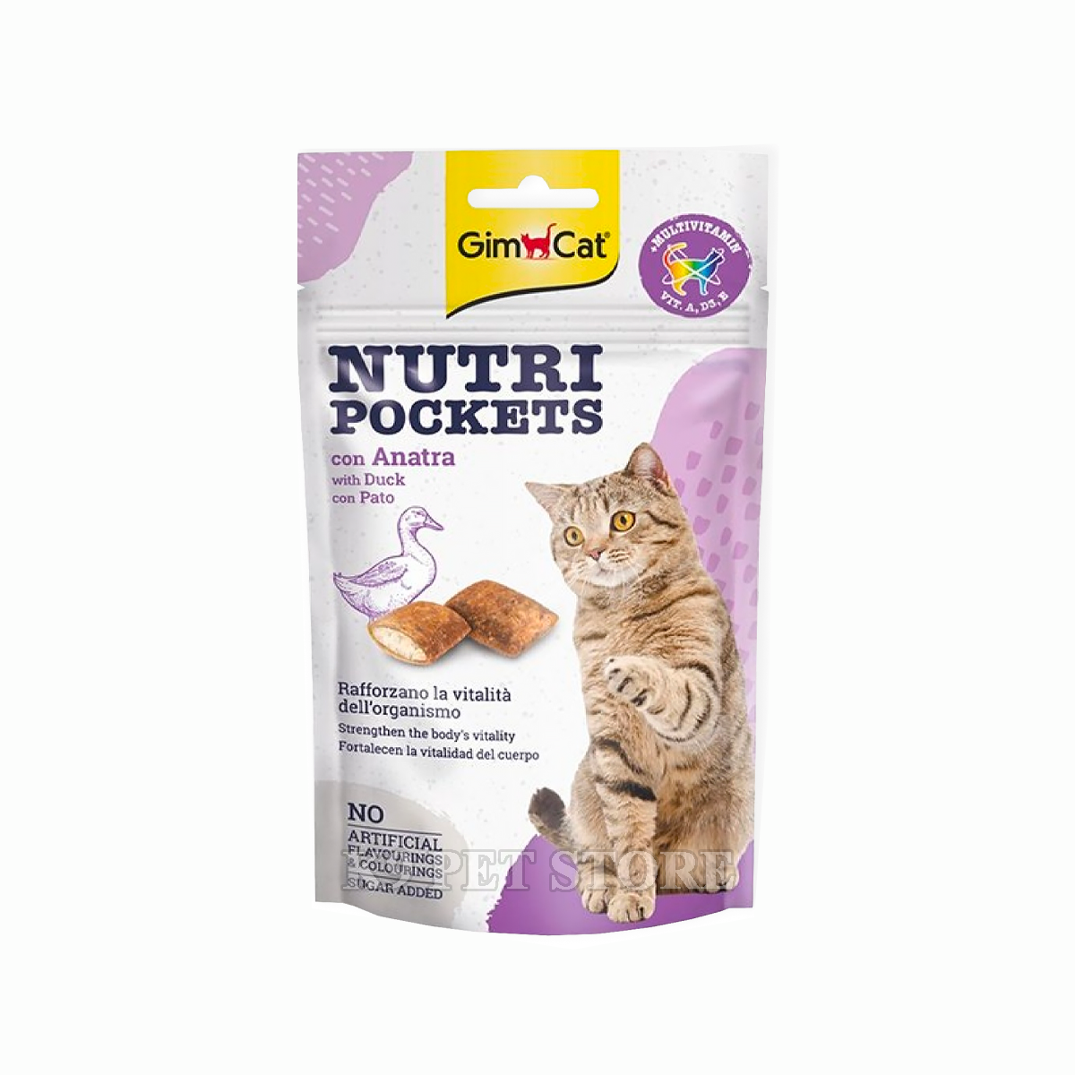 Snack mèo Gimcat Nutri Pockets Duck 60g - tăng cường miễn dịch (vị vịt)