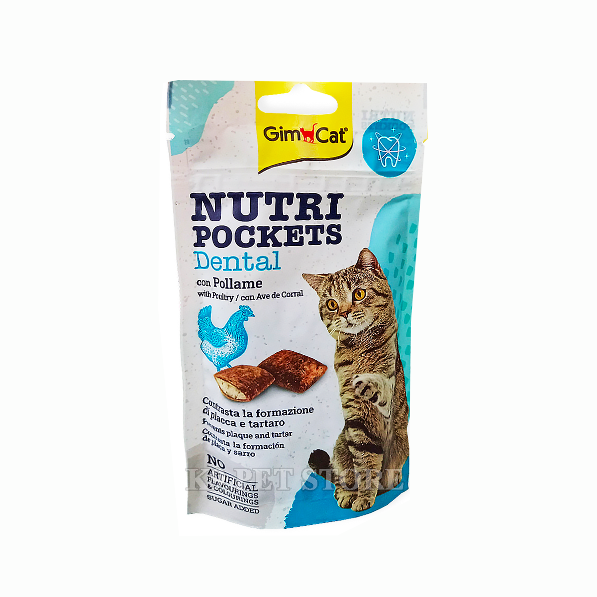 Snack mèo Gimcat Nutri Pockets Dental 60g - Làm sạch và ngăn ngừa mảng bám răng