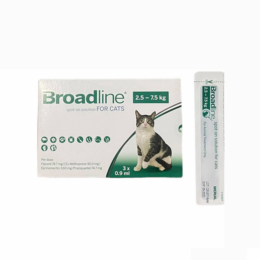 [1 tuýp] Broadline Thuốc nhỏ gáy cho mèo 2.5-7.5kg phòng trị nội ngoại ký sinh trùng