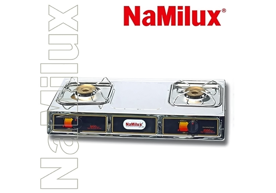 Mã sản phẩm: Namilux NA-20A
Tên sản phẩm: Bếp ga dương Namilux 
Hãng sản xuất: Namilux Việt Nam
Số lò nấu: 02 lò
Trọng lượng: 4,6 Kg