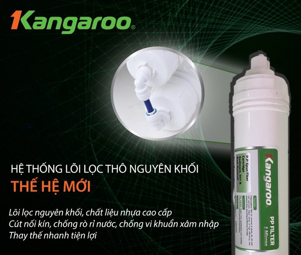 Máy lọc nước Kangaroo 10 cấp lọc Hydrogen 2 vòi 3 chức năng nước Model KG100HK -2