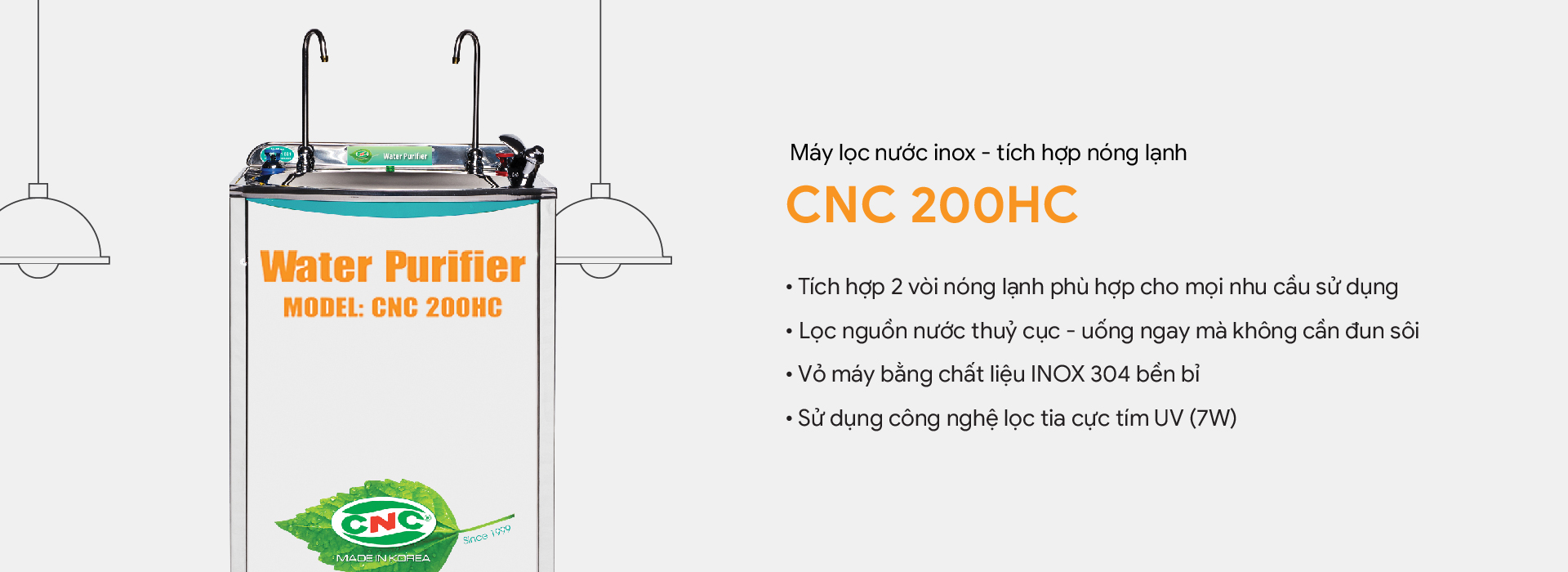 MÁY LỌC NƯỚC INOX - NÓNG LẠNH CNC200HC-3