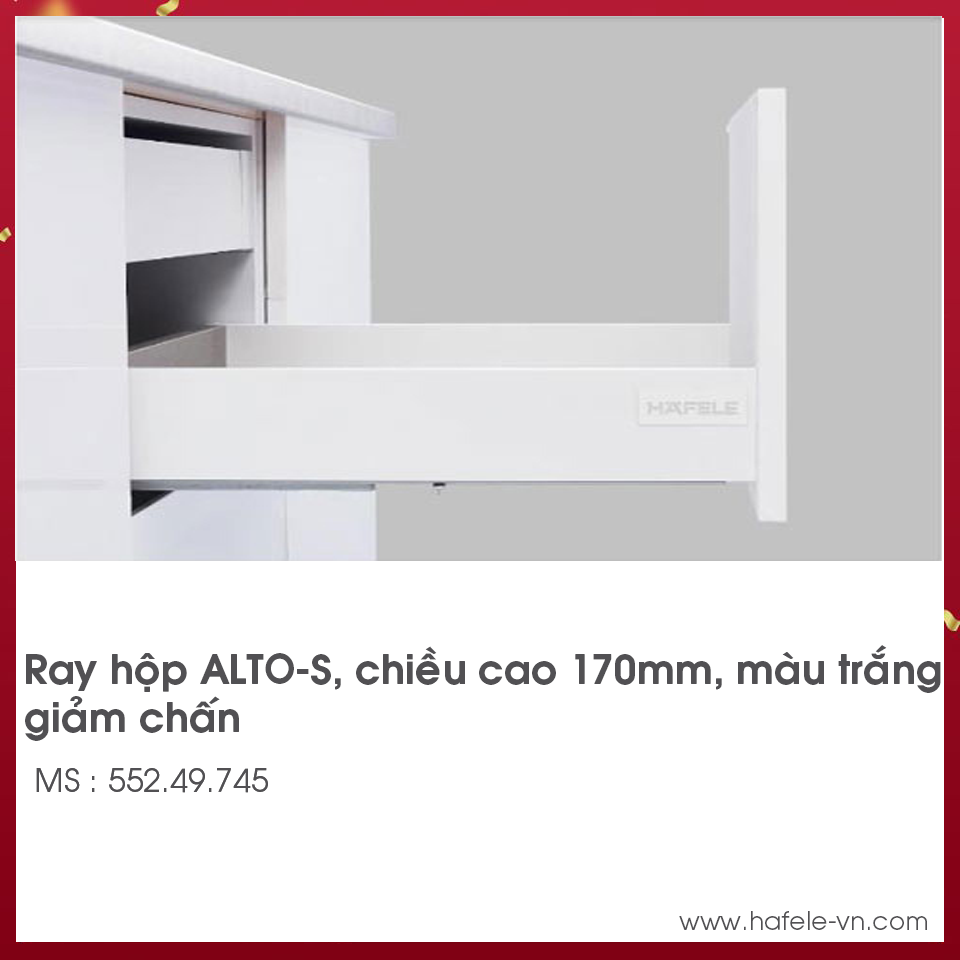 Ray Hộp Alto-S Giảm Chấn H170mm Hafele 552.49.745