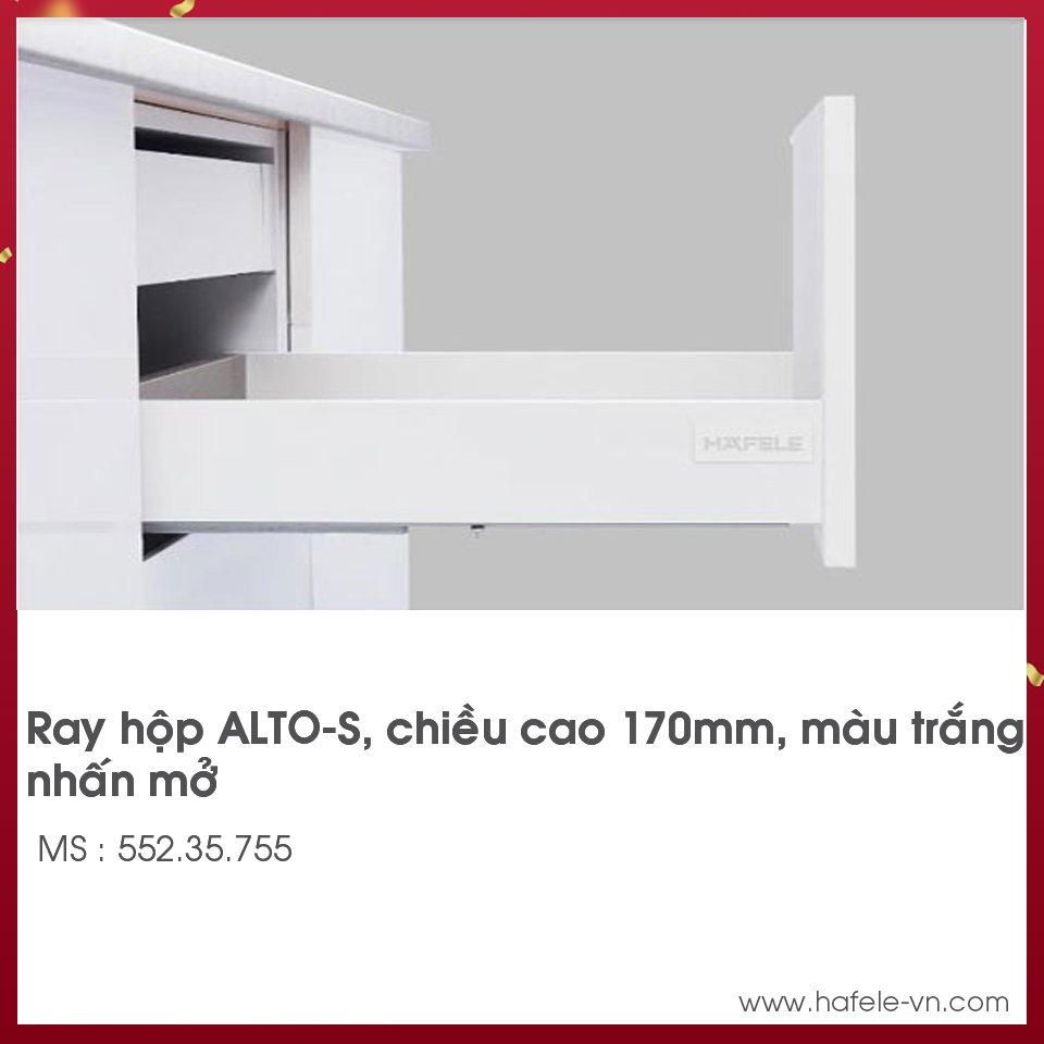 Ray Hộp Alto-S Nhấn Mở H170mm Hafele 552.35.755