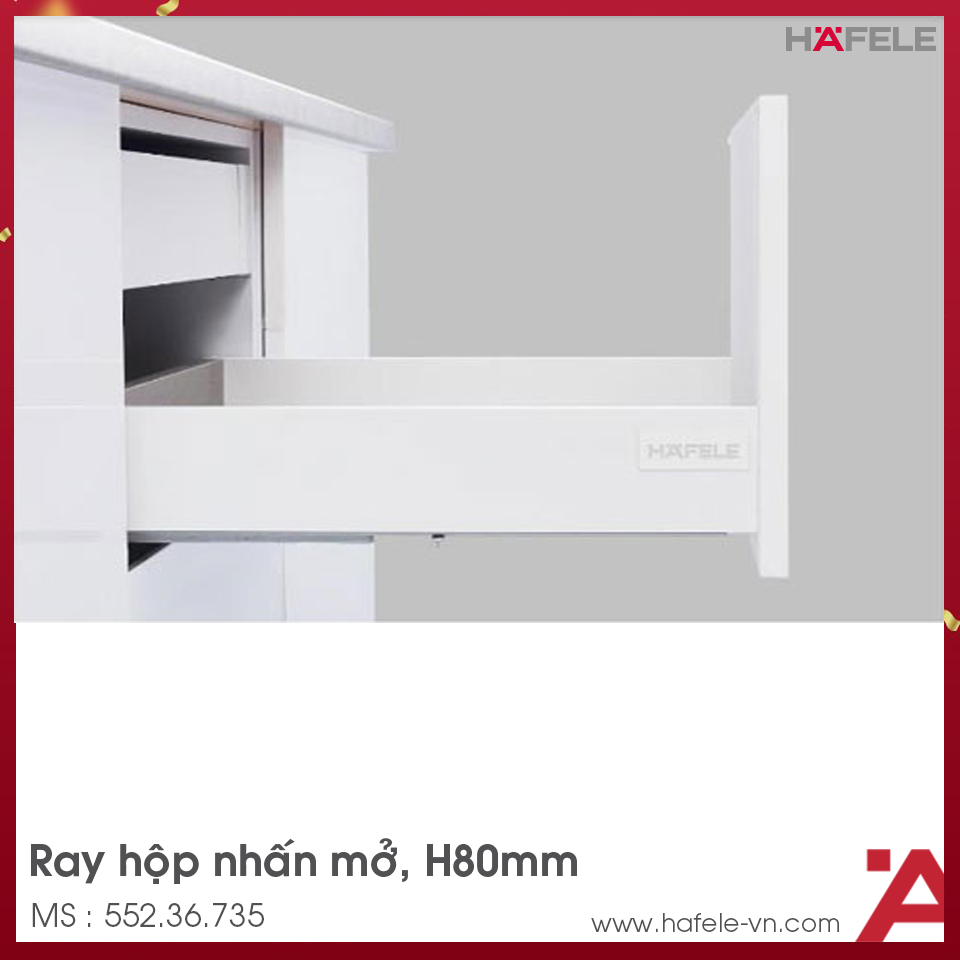 Ray Hộp Alto-S Nhấn Mở H80mm Hafele 552.36.735