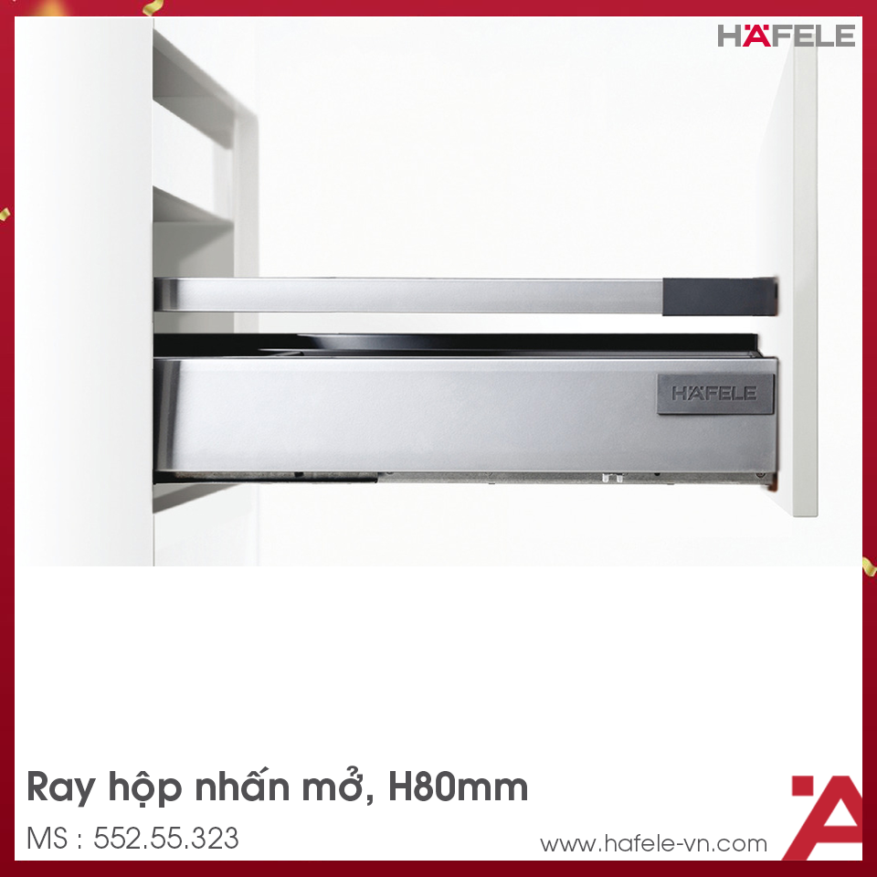 Ray Hộp Alto-S Nhấn Mở H80mm Hafele 552.55.323