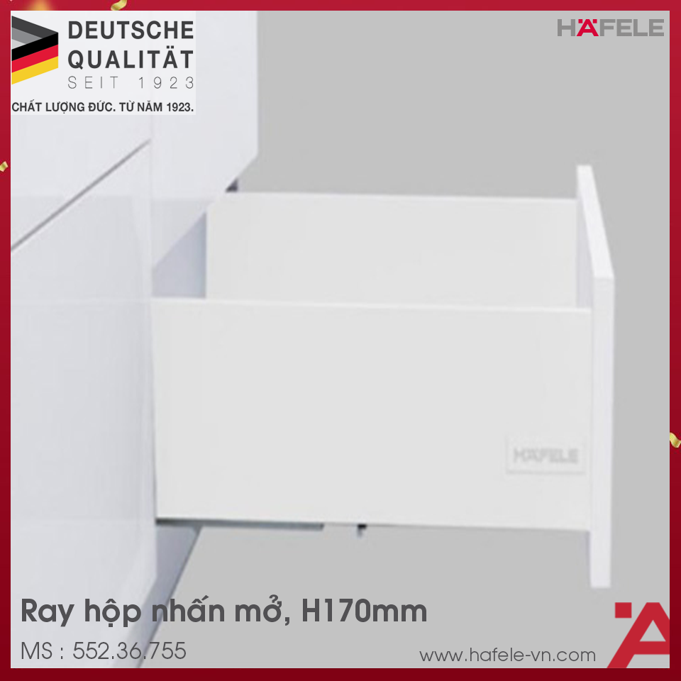 Ray Hộp Alto-S Nhấn Mở H170mm Hafele 552.36.755