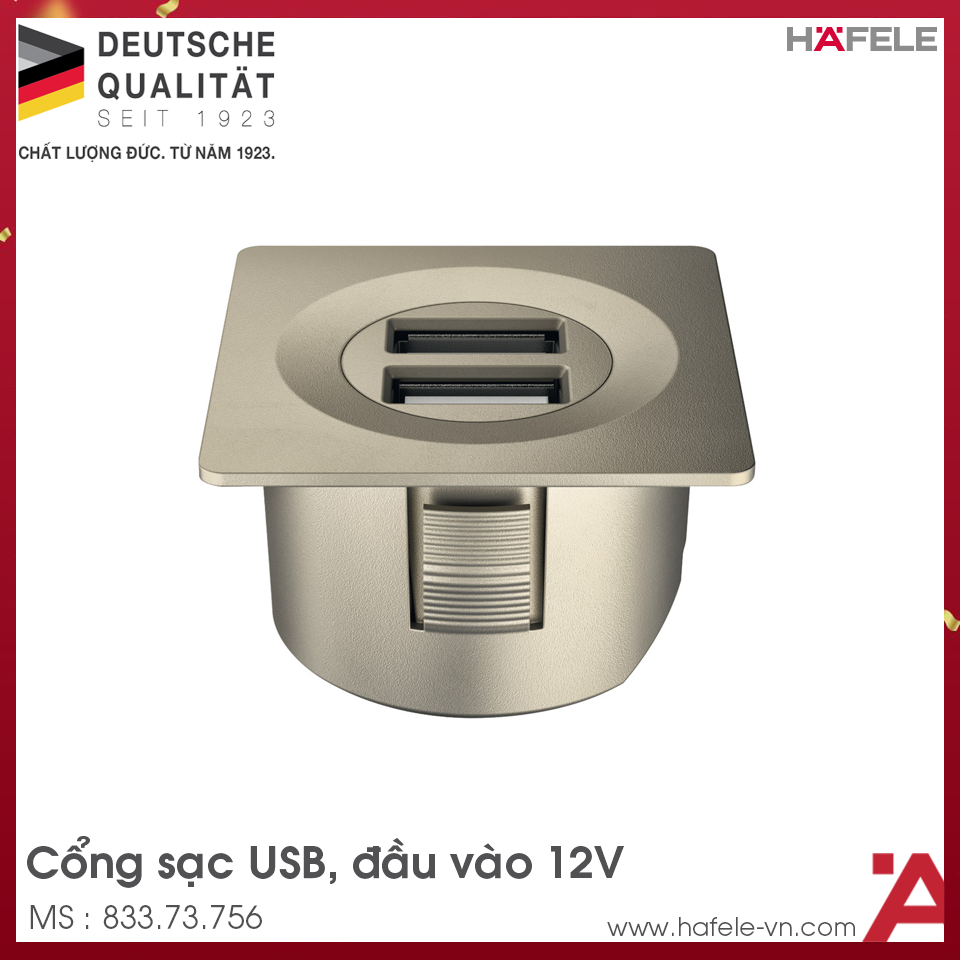 Cổng Sạc USB 12V Hafele 833.73.756