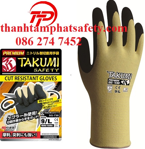 Găng tay chống cắt, chống dầu Takumi SG730
