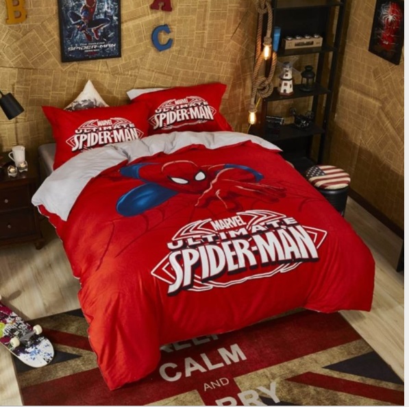 GC0122 - Bộ chăn ga gối giường 120*200cm hình người nhện hàng nhập