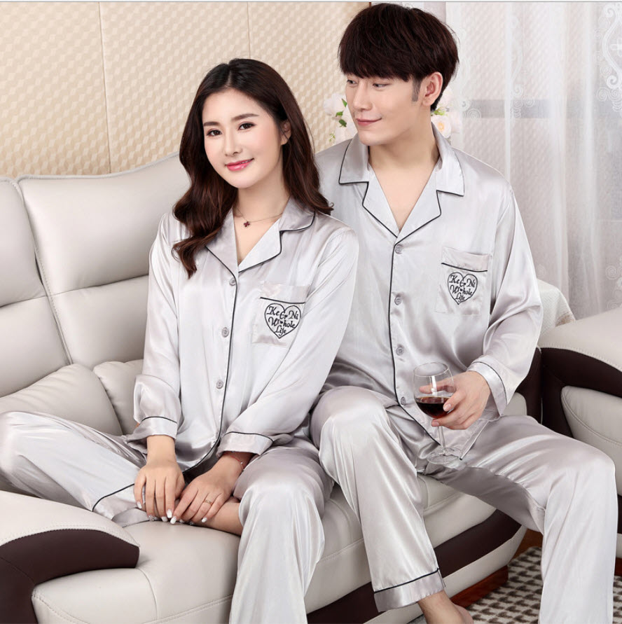 DD1803-1804 - Bộ pyjama đôi nam nữ chất lụa hàng nhập 370k 1 bộ