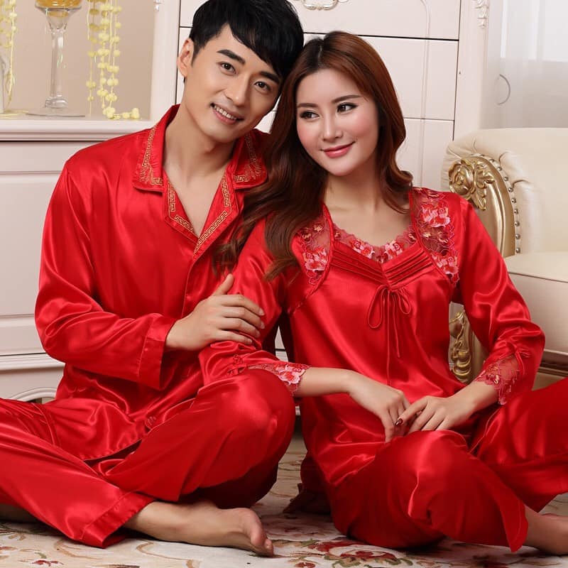 DD585-587 - Bộ pyjama cưới chất lụa hàng nhập - nam 370k, nữ 420k
