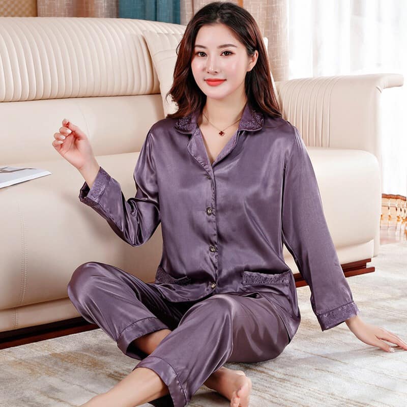 NG1902 - Bộ pyjama nữ dài tay chất lụa hàng nhập - giá 400k