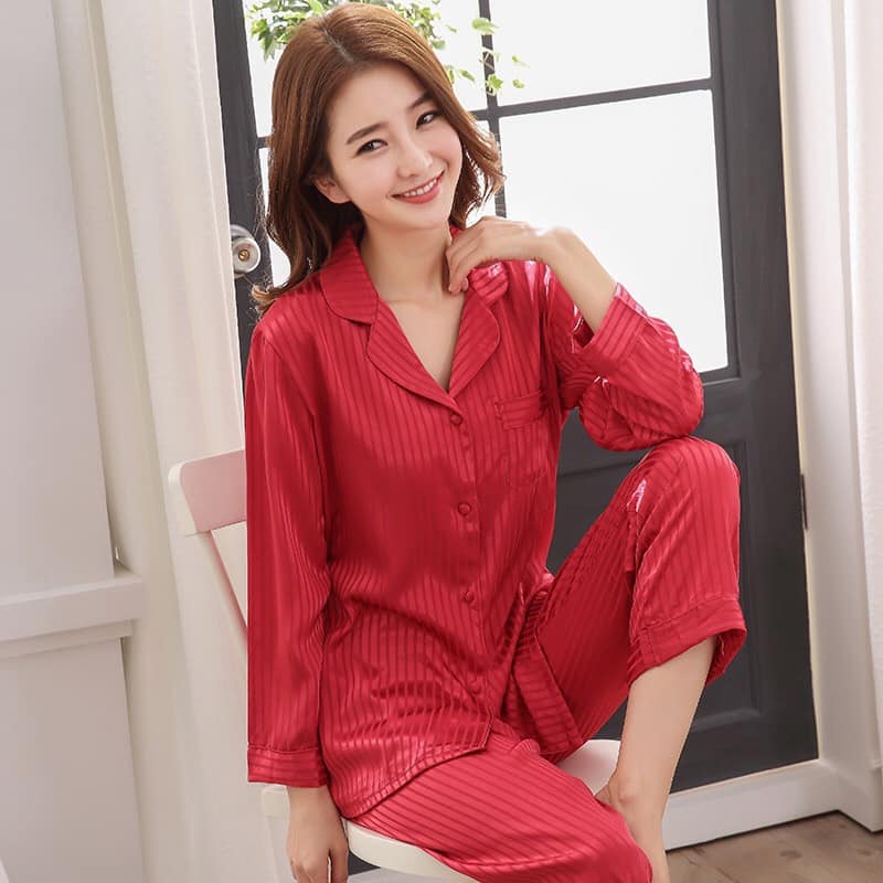 NG18002 - Bộ pyjama nữ dài tay chất lụa hàng nhập - giá 560k