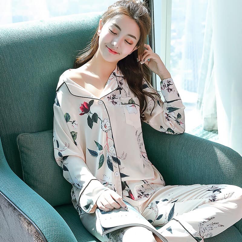 NG1871 - Bộ pyjama nữ dài tay chất lụa hàng nhập - giá 530k
