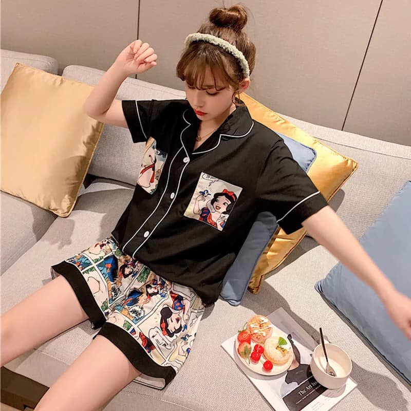201935 - Bộ pyjama nữ quần ngắn thun hè hàng nhập - giá 230k