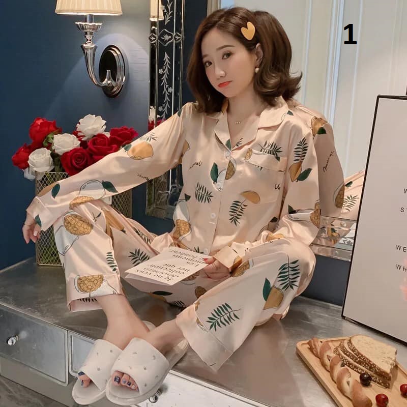 NG81152 - Bộ pyjama nữ dài tay chất lụa hàng nhập - giá 310k