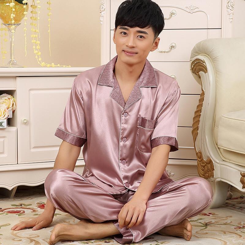 NG8902N - Bộ pyjama nam ngắn tay chất lụa hàng nhập - giá 340k