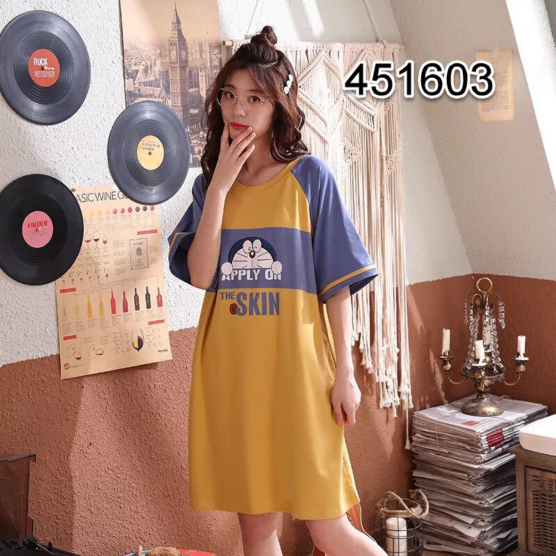 D51603 - Đầm mặc nhà chất cotton hàng nhập - giá 150k
