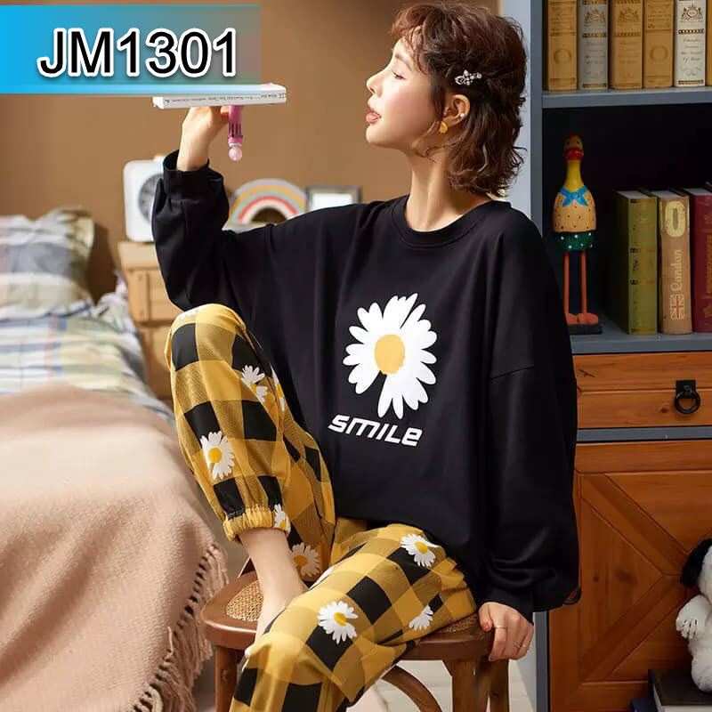 JM1301 - Bộ mặc nhà nữ dài tay chất cotton hàng nhập - giá 330k