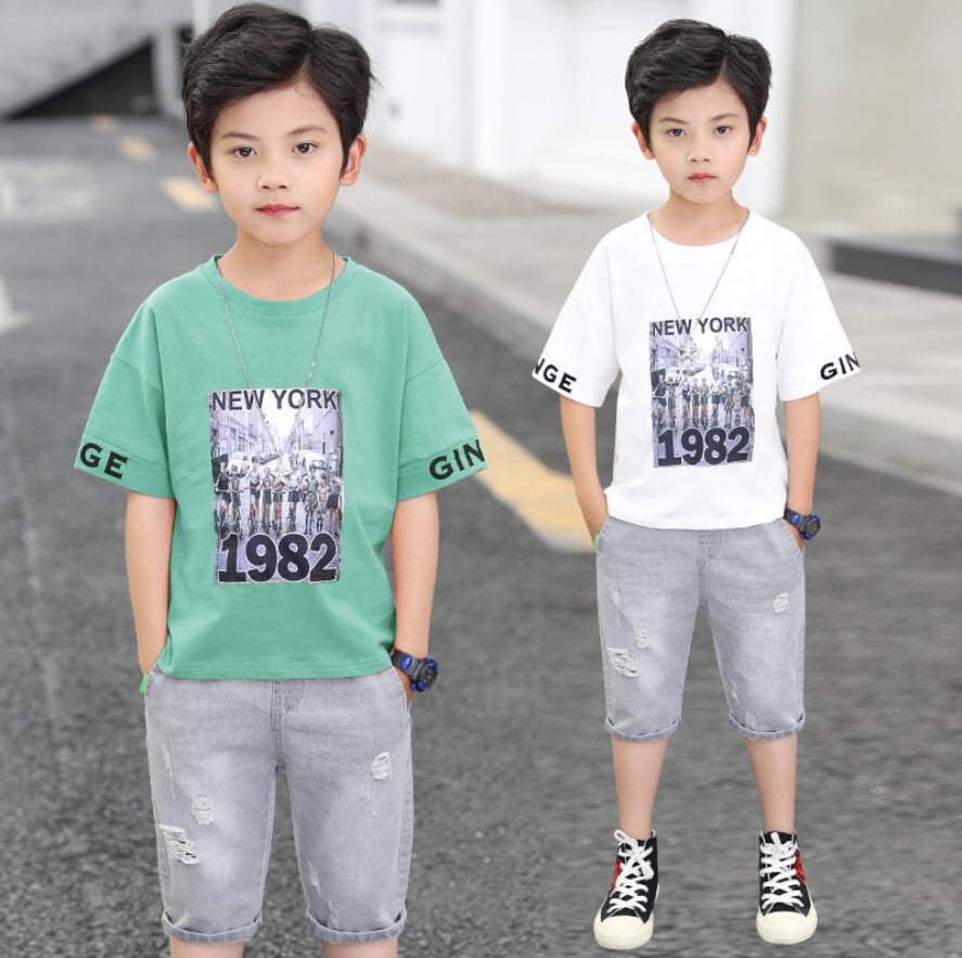 19B023 - Set áo và quần jean bé trai hàng nhập - giá 340k