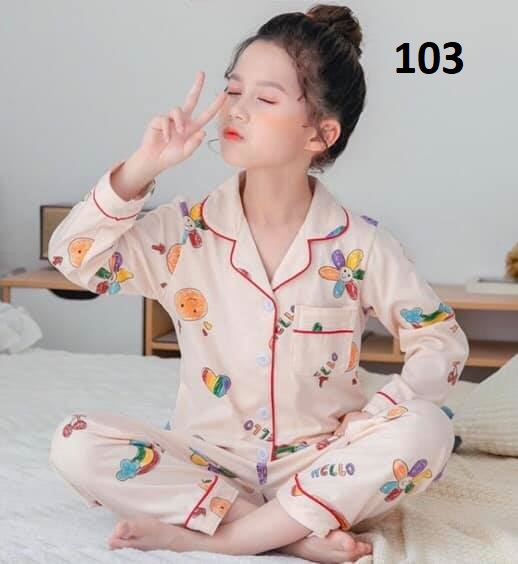 BG89103 - Bộ pyjama dài tay chất cotton bé gái hàng nhập - giá 260k