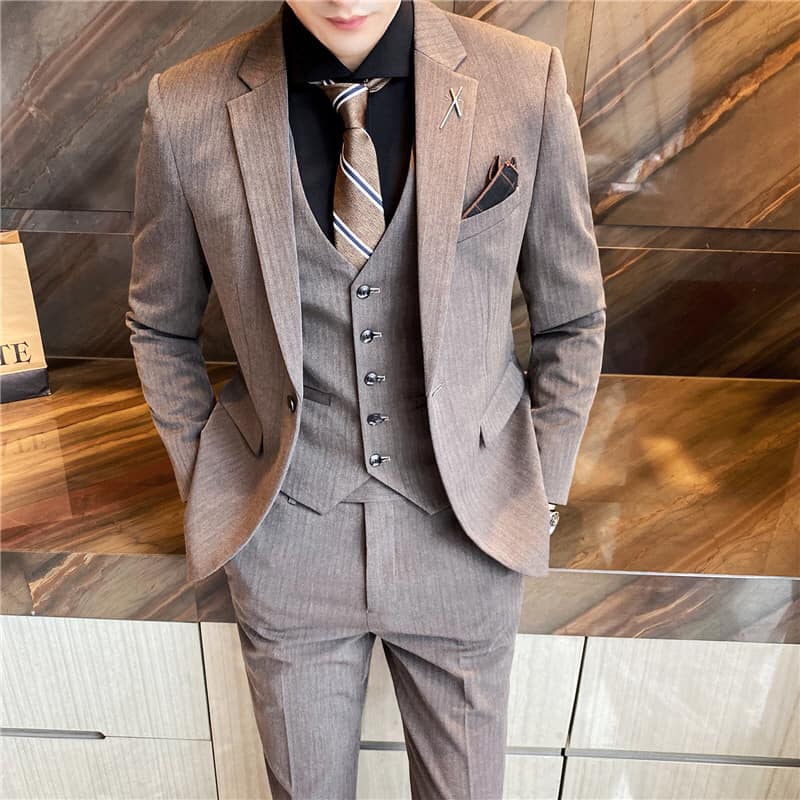 CY1916 - Bộ vest nam 3CT gồm áo vest + áo ghi lê + quần hàng nhập - giá 2.500k