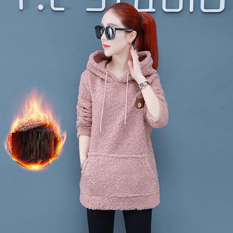 9X5007L - Áo hoodie nữ lót nỉ mùa đông hàng nhập - giá 760k