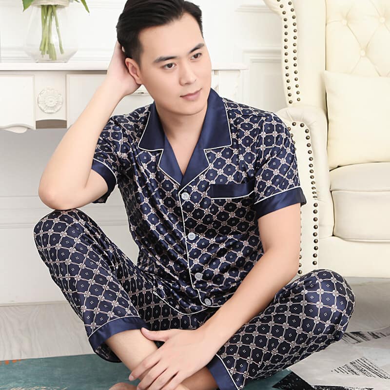 NG8895N - Bộ pyjama nam ngắn tay chất lụa hàng nhập - giá 310k