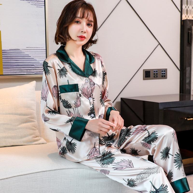 PY9155 - Bộ pyjama nữ dài tay chất lụa hàng nhập - giá 310k