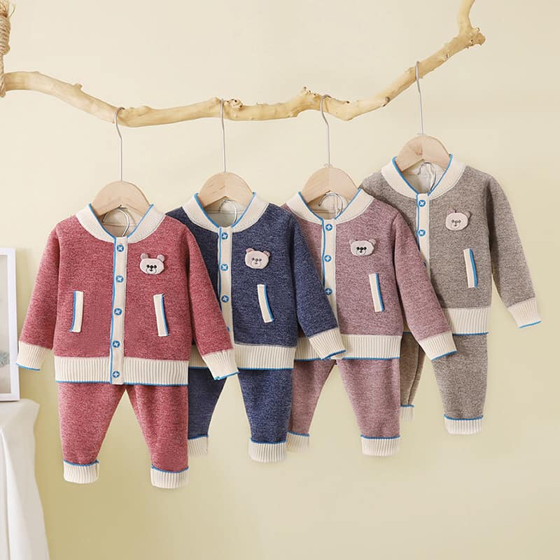 AT3385 - Set áo len lót nỉ và quần cho bé mùa đông hàng nhập - giá 260k