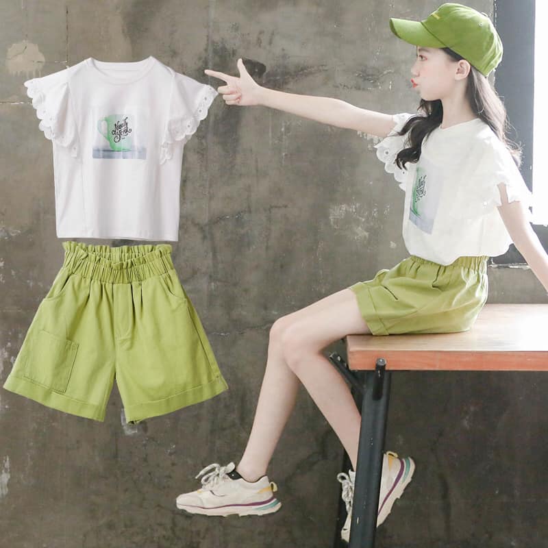 SG0812 - Set áo và quần ngắn bé gái hàng nhập - giá 290k