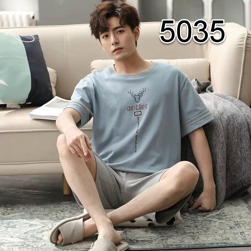 H05035 - Bộ mặc nhà nam quần ngắn cotton thun co giãn hàng nhập - giá 360k