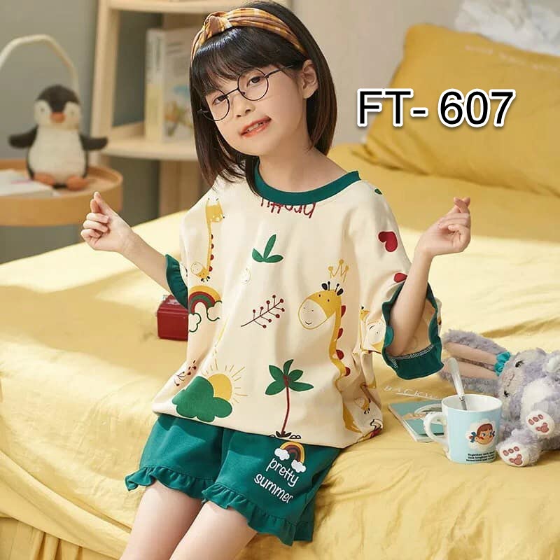 FT607 - Bộ mặc nhà chất cotton bé gái hàng nhập - giá 280k