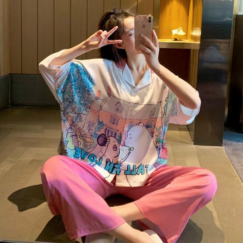 NG1595 - Bộ pyjama nữ chất lụa hàng nhập - giá 640k