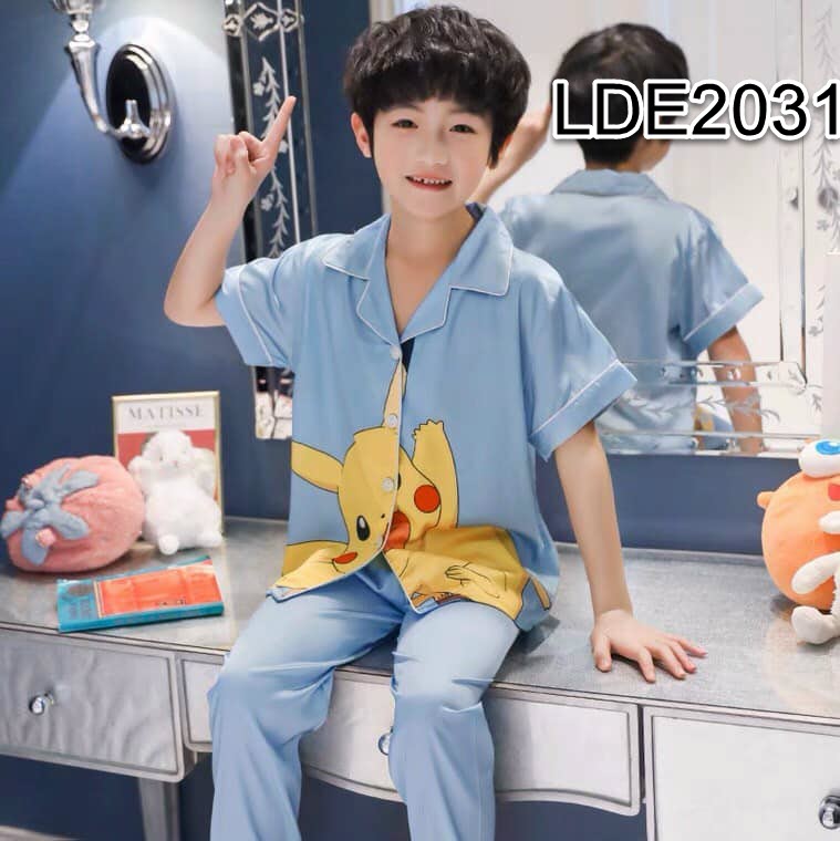DE2031 - Bộ pyjama bé trai chất lụa quần dài hàng nhập - giá 390k
