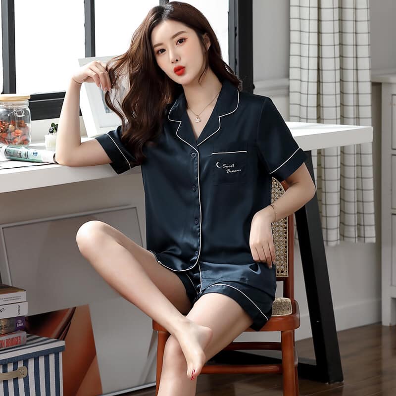 201905 - Bộ pyjama nữ ngắn tay chất lụa hàng nhập - giá 420k