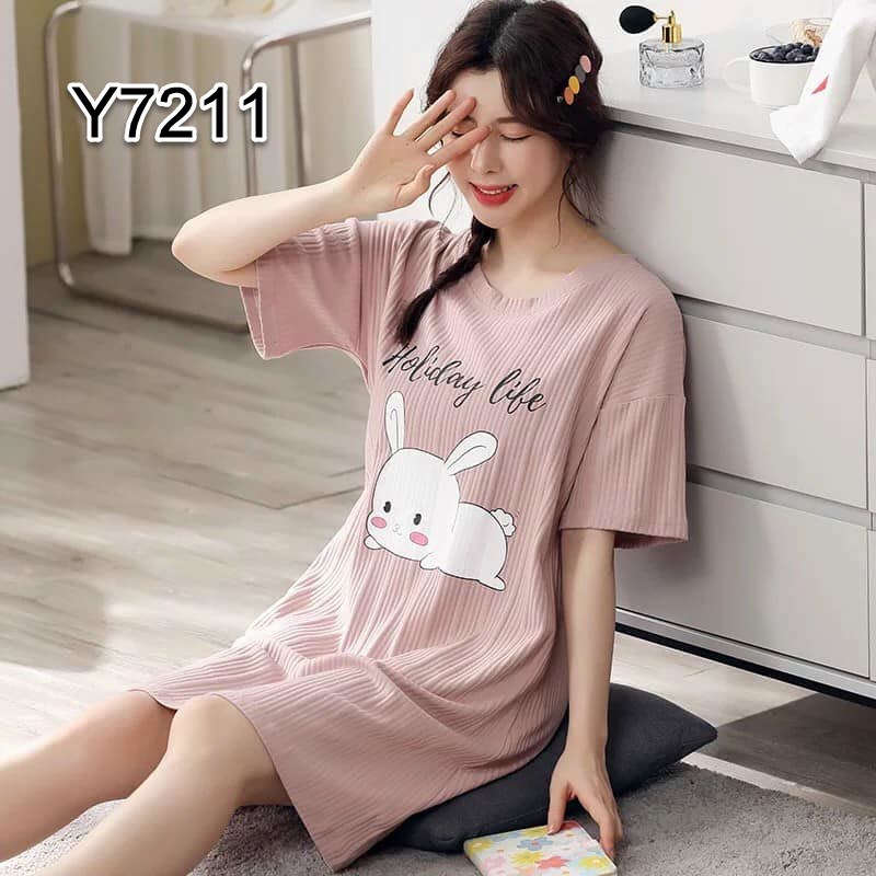 Y72116 - Đầm mặc nhà nữ cotton hè ngắn tay hàng nhập - giá 170k