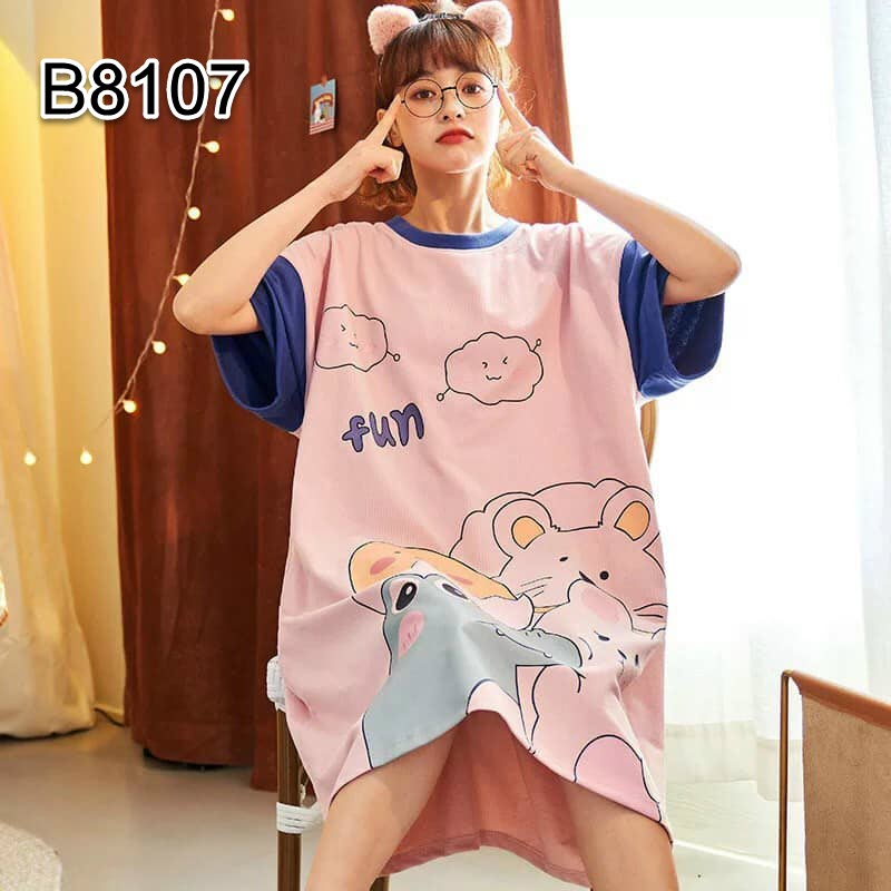 B810714 - Đầm mặc nhà nữ cotton hè ngắn tay hàng nhập - giá 140k