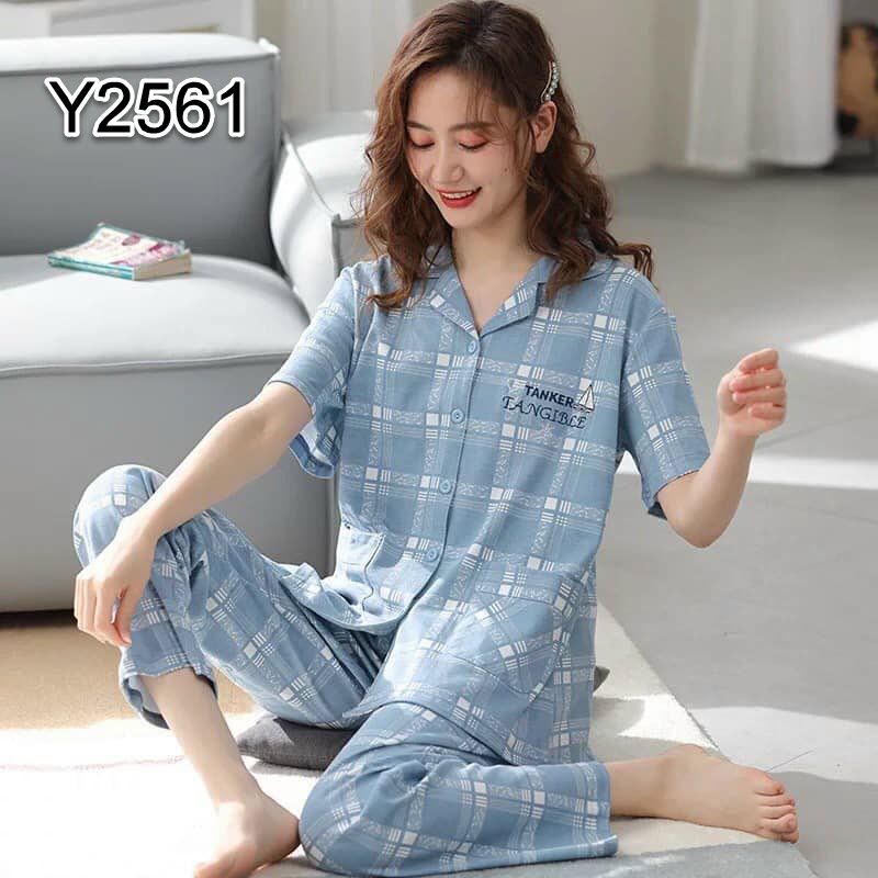 Y2561 - Bộ pyjama nữ cotton ngắn tay hàng nhập - giá 290k