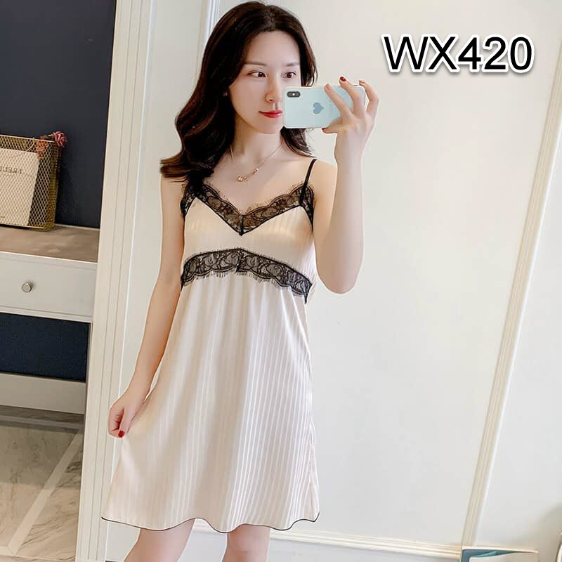 WX22 - Đầm mặc nhà nữ hai dây kèm mút ngực hàng nhập - giá 220k